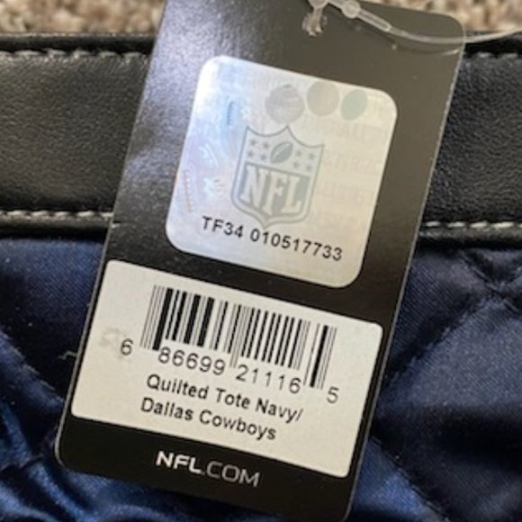 NWT * DALLAS COWBOYS Dark BLUE QUILTED TOTE Bag PURSE - Picture 6 of 9